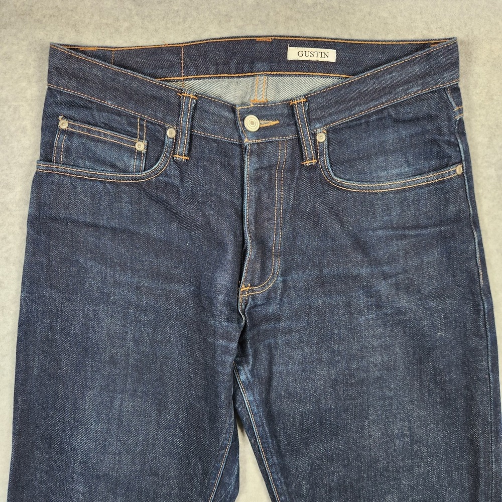 Gustin Selvedge Jeans 32x30 Blue Dark Wash Indigo Red Line Slim Fit Made In USA - Picture 4 of 16